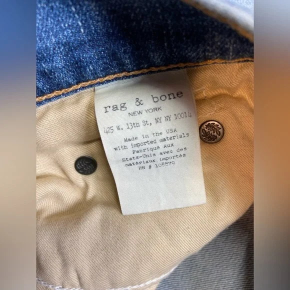 Rag & Bone Dre Distressed Boyfriend Jeans – Low‑Rise Light Wash Denim - Sz 27 - Picture 10 of 17